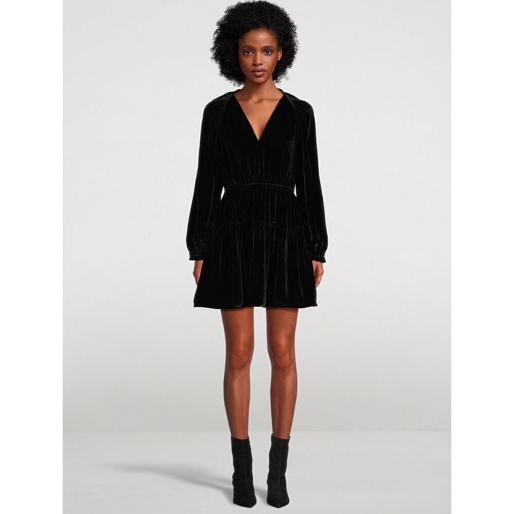Ulla Johnson Audrey Silk Blend Velvet Mini Dress Black Us4
